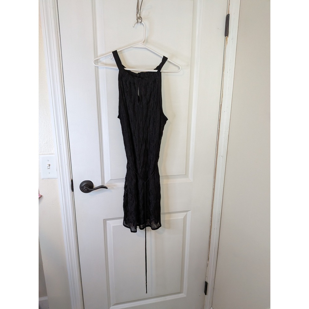 White House Black Market Black Textured Keyhole Mini Dress NWT Size M 570000354